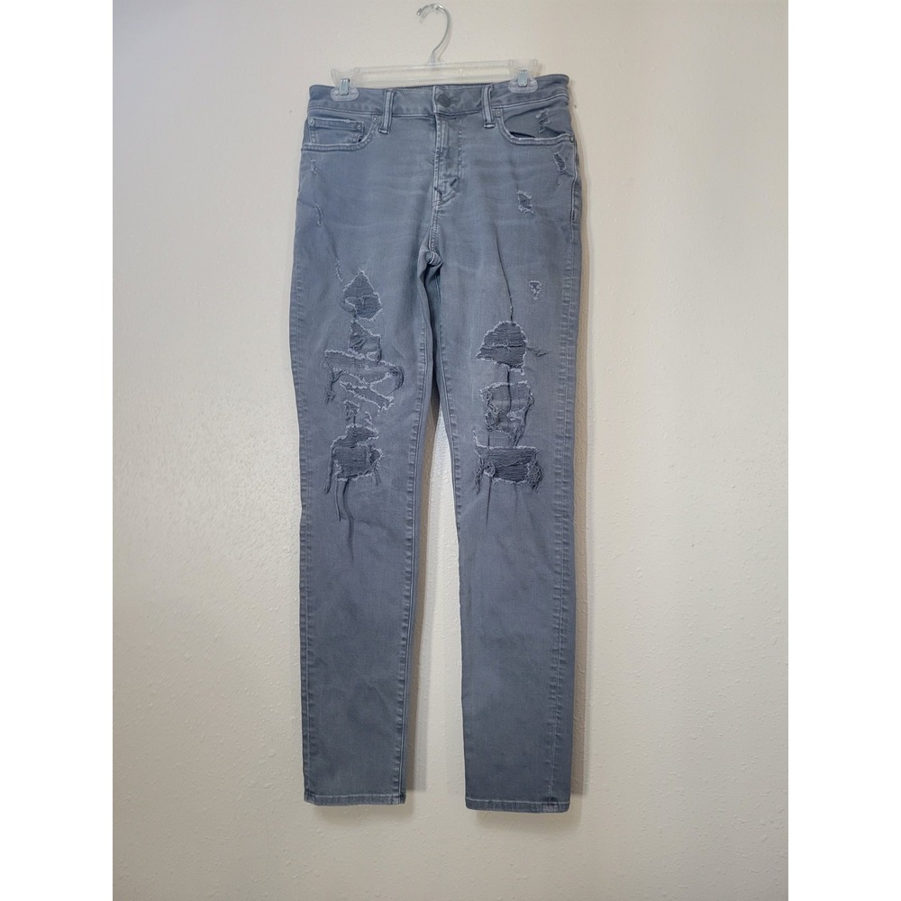 American Eagle Skinny Jeans Men Sz 29x32 Gray‎ Distressed Next Level Flex